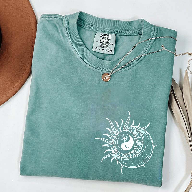 Boho Mystical Moon And Sun Yin Yang T-Shirt