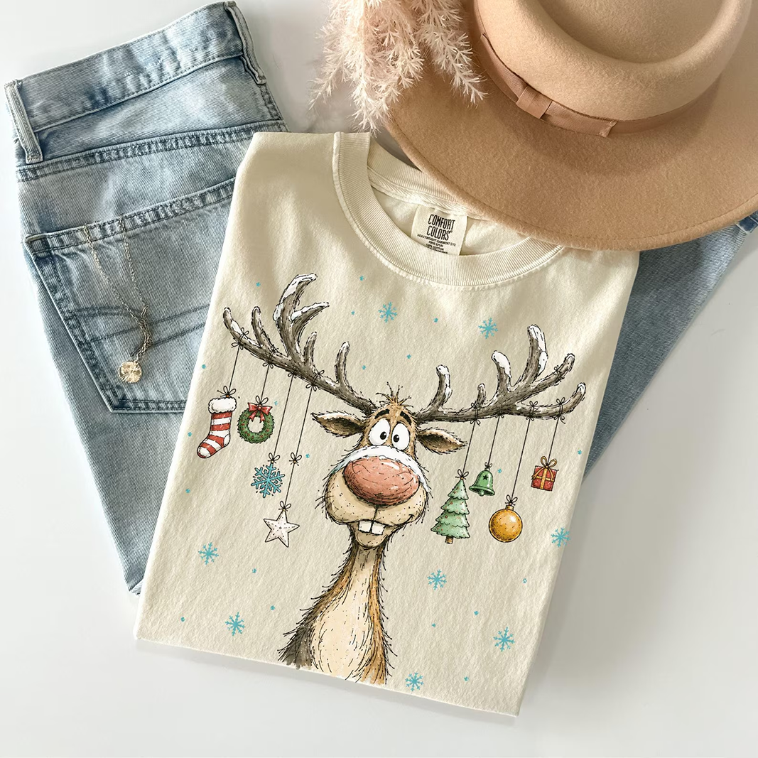 Retro Merry Christmas Retro Reindeer T-Shirt