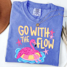 Go With The Flow Flamingo Graphic T-Shirt