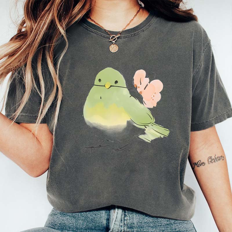 Cute Bird With Flower T-Shirt