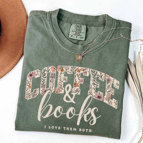 Coffee And Books Floral T-Shirt