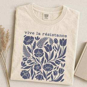 Vive La Resistance Floral Pattern Resist T-Shirt