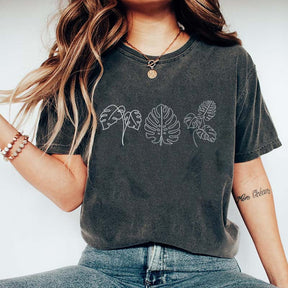 Line Art Flower Leaves T-Shirt