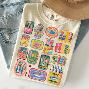 Vintage Sardine Can Mediterranean Food T-Shirt