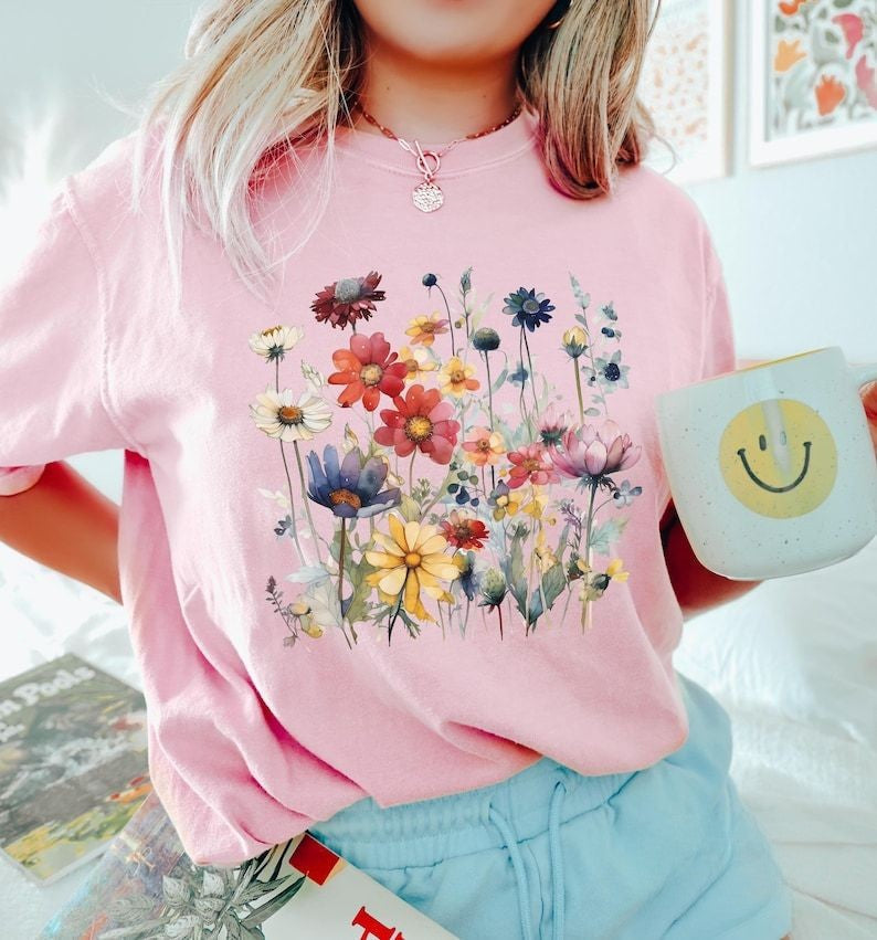 Boho Watercolor Wildflowers T-shirt