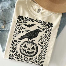 Halloween Crow Pumpkin Floral T-Shirt