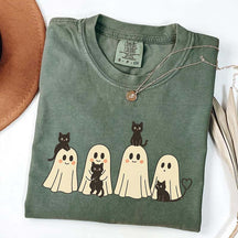 Halloween Black Cat & Ghost T-Shirt