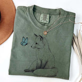 Comfort Colors Fox and Butterfly Graphic T-Shirt