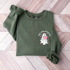 Ghost Reading Books Bookish Halloween Sweatshirt