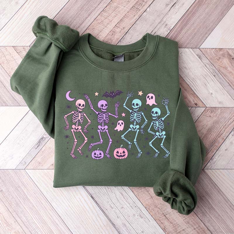 Dancing Skeletons Halloween Retro Sweatshirt