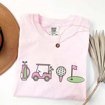 Pink Golf Cart Flag Lover T-Shirt