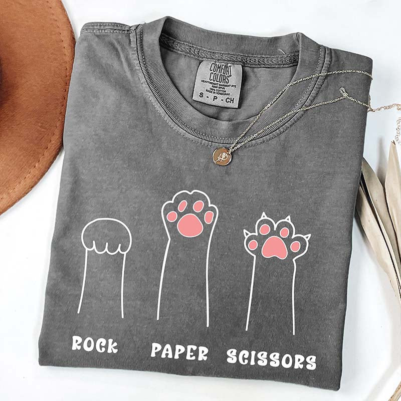 Funny Cat Paw Rock Paper Scissors T-Shirt