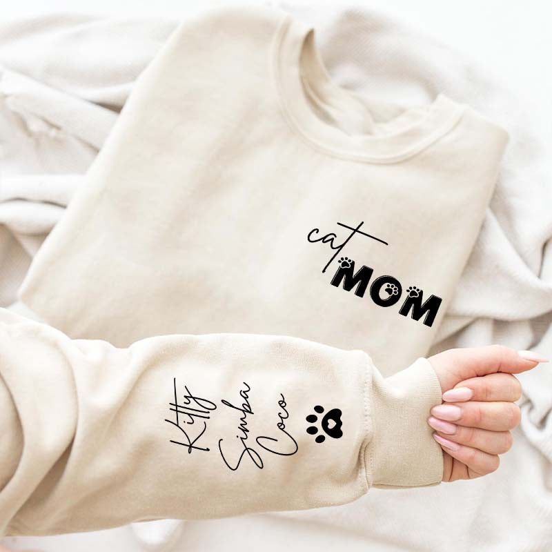 Custom Cat Mom Pet Name Sweatshirt