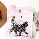 Abstract Cat Line T-Shirt