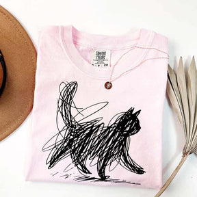 Abstract Cat Line T-Shirt