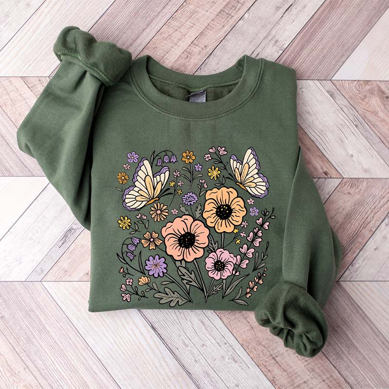 Vintage Floral Butterfly Sweatshirt