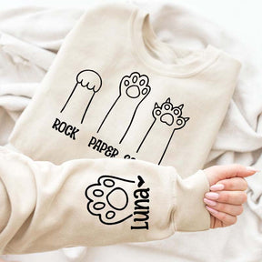 Custom Rock Paper Scissors Cat Paw Sweatshirt