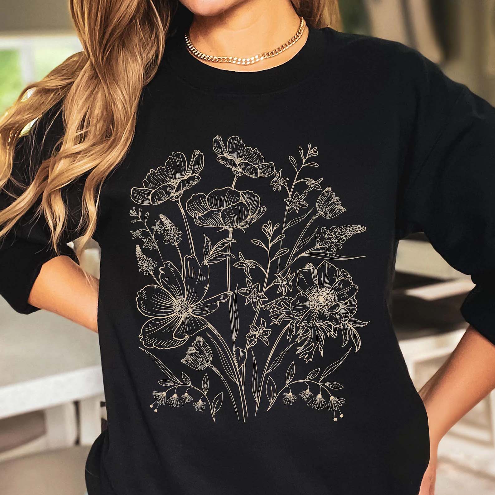 Vintage Pressed Yellow Flowers Floral Sweatshirt