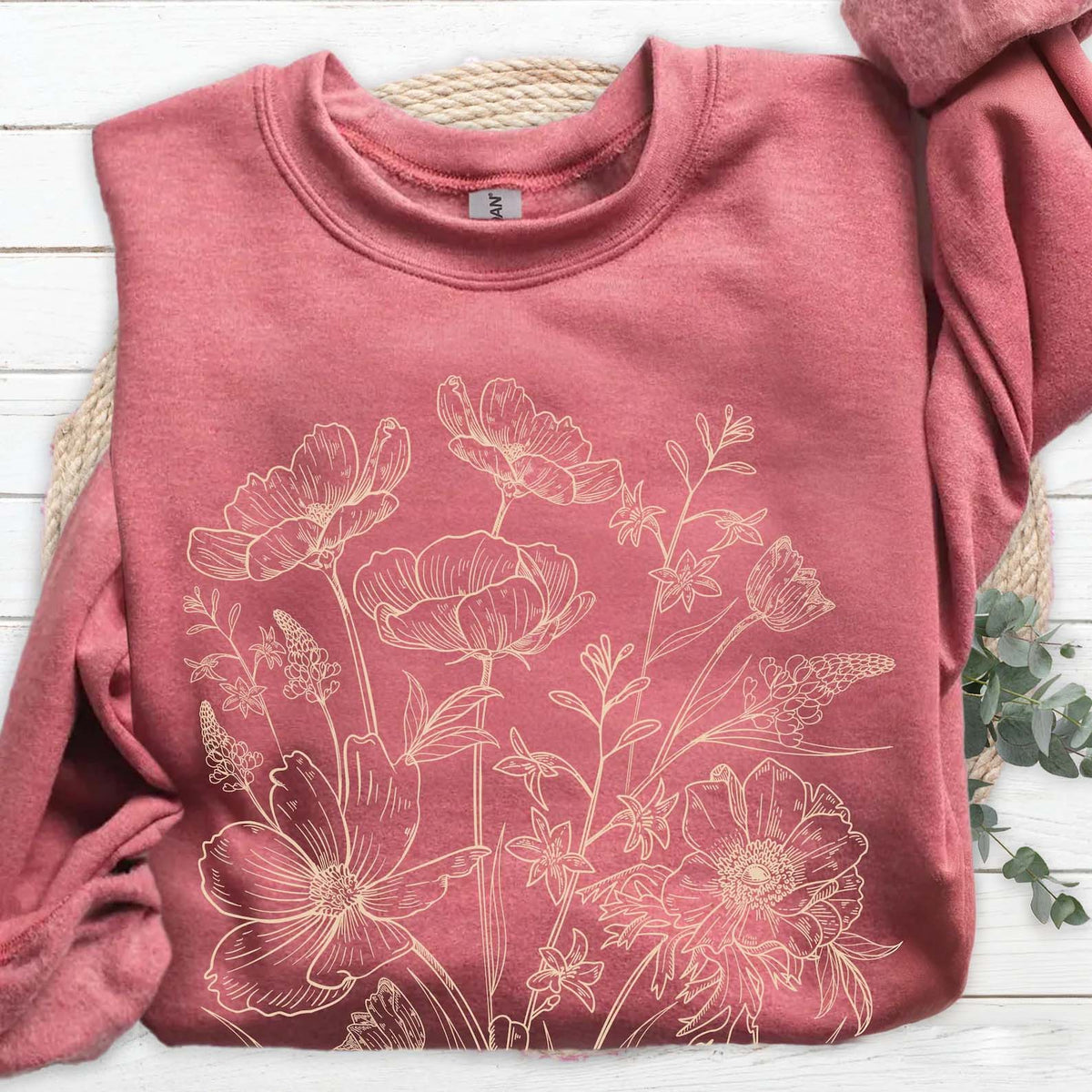 Vintage Pressed Yellow Flowers Floral Sweatshirt