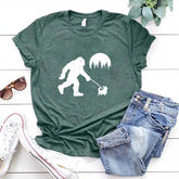 Bigfoot Walking Corgi Dog T-Shirt