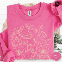 Vintage Pressed Yellow Flowers Floral Sweatshirt