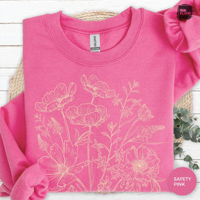 Vintage Pressed Yellow Flowers Floral Sweatshirt