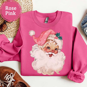 Pink Santa Retro Christmas Family Sweatshirt