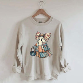 Retro Halloween Blue Denim Ghost Sweatshirt