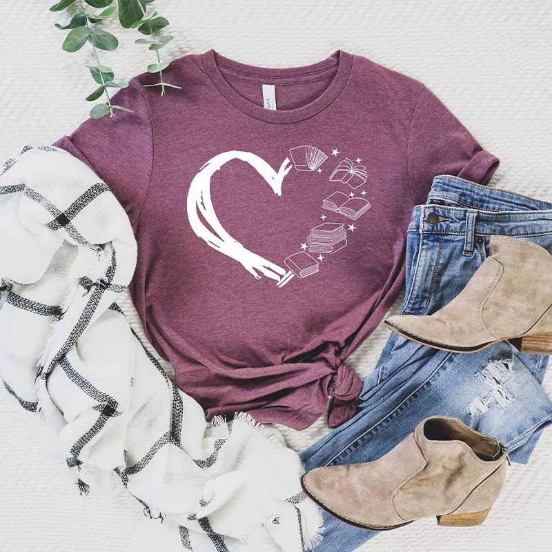 Heart of Books Lover T-Shirt