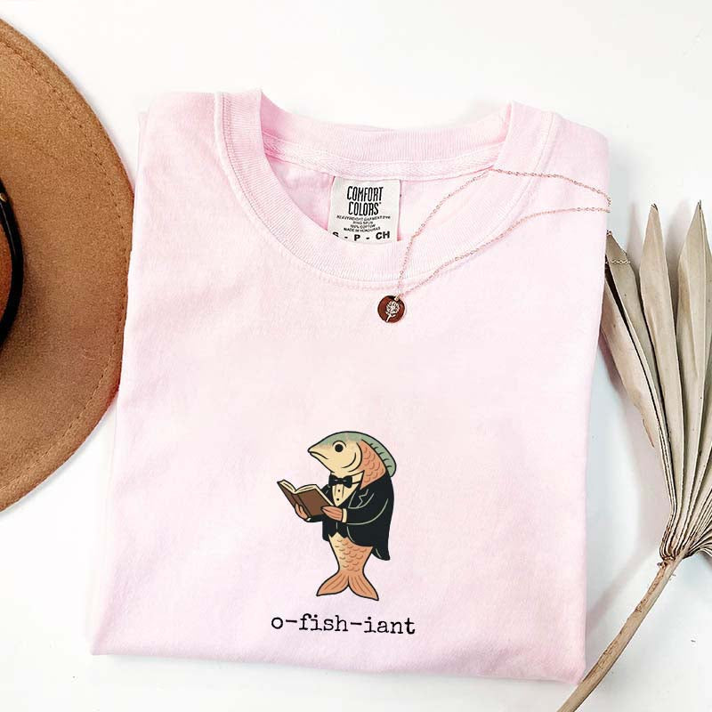 Funny Officiant Gift for Fisherman O-fish-iant T-Shirt