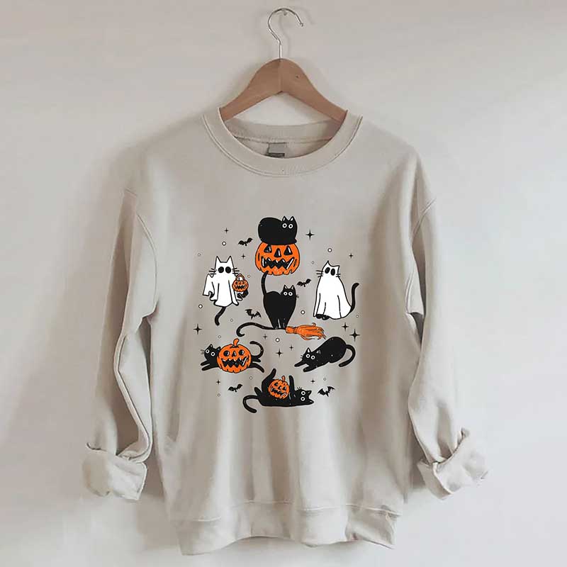 Halloween Ghost Cats Sweatshirt