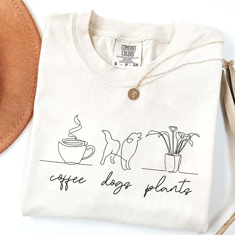 Coffee Dog Plants Line T-Shirt