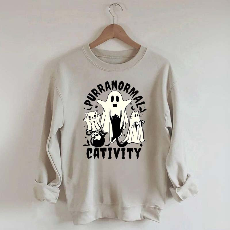 Purranormal Cativity Spooky Ghost Cat Sweatshirt