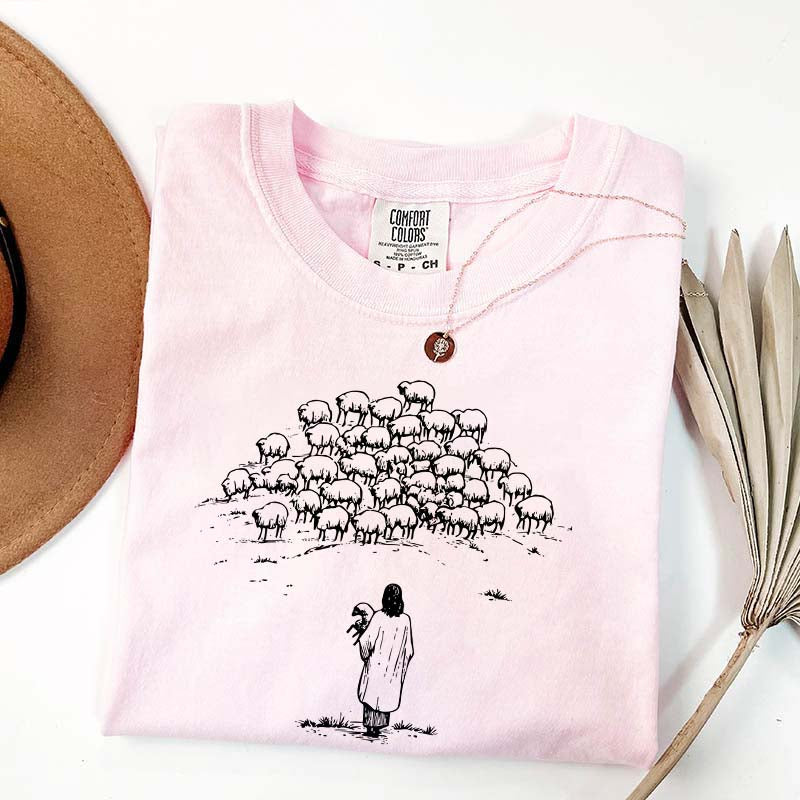 Jesus and Sheep Religious Women T-Shirt