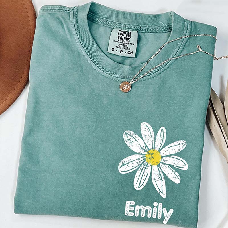 Comfort Colors Custom Name Daisy T-Shirt