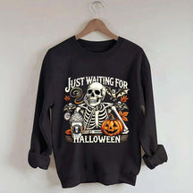 Just Waiting for Halloween Retro Halloween Sweatshirt