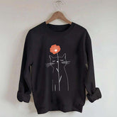 Minimalist Cat Flower Sweatshirt