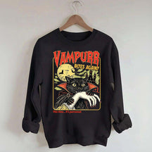 Vampurr Bites Again Halloween Black Cat Sweatshirt