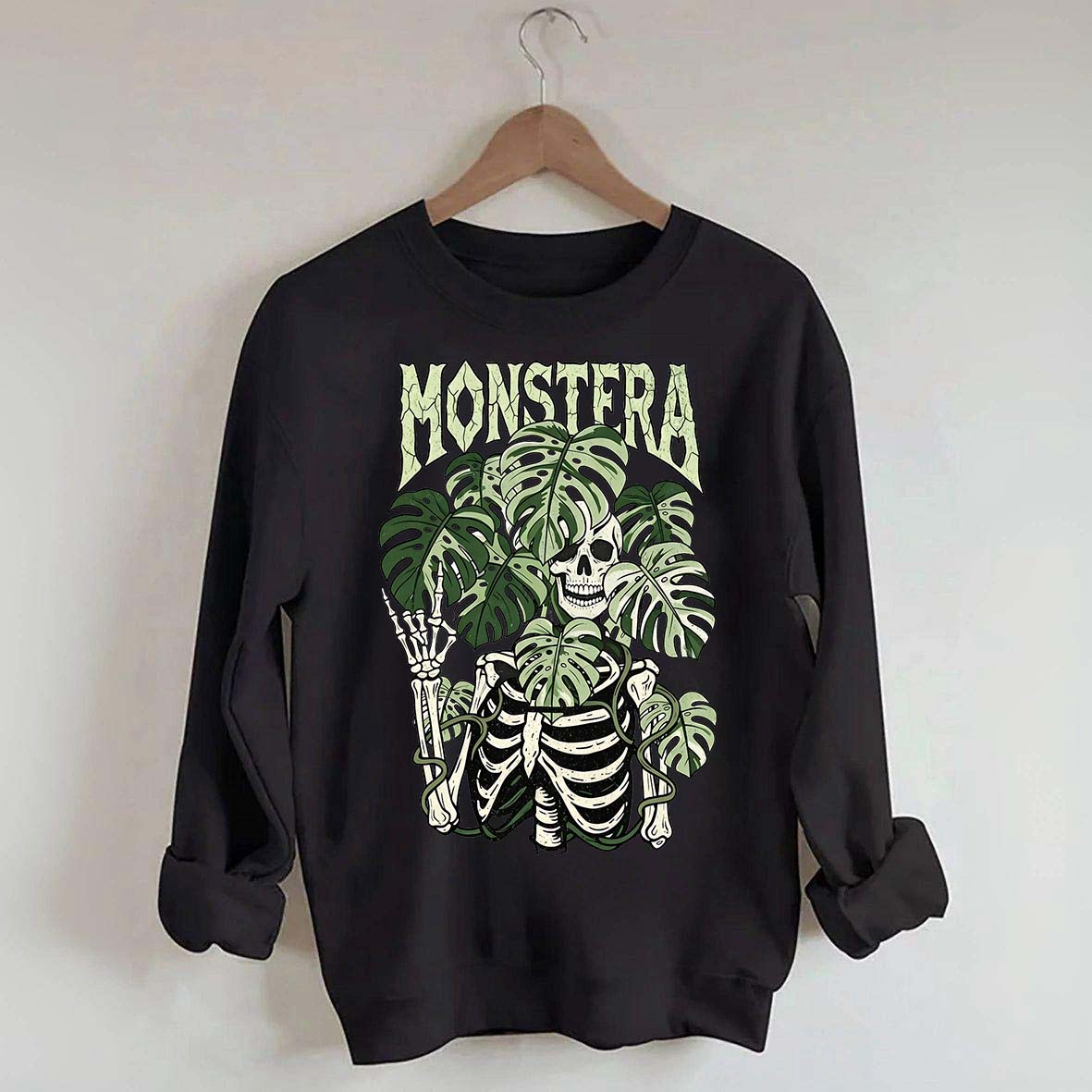 Monstera Skeleton Plant Halloween Sweatshirt