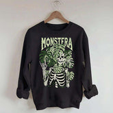Monstera Skeleton Plant Halloween Sweatshirt