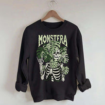 Monstera Skeleton Plant Halloween Sweatshirt