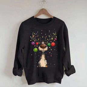 Vintage Reindeer Christmas Light Xmas Sweatshirt