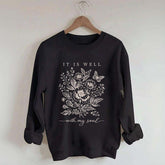 It Is Well With My Soul Floral Butterfly Sweatshirt