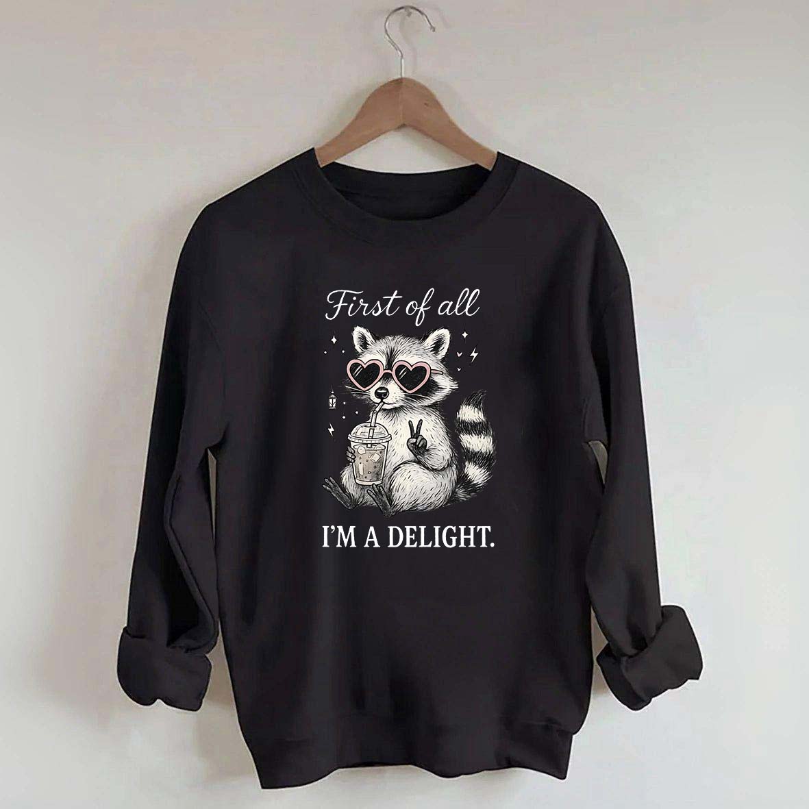 Mental Health Raccoon First of All I'm a Delight Sweatshirt