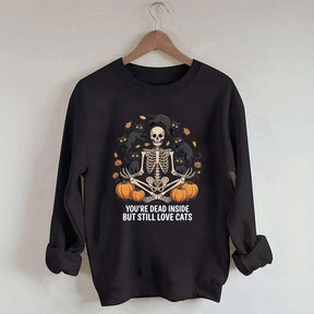 Skeleton Cats Pumpkins Yoga Sweatshirt
