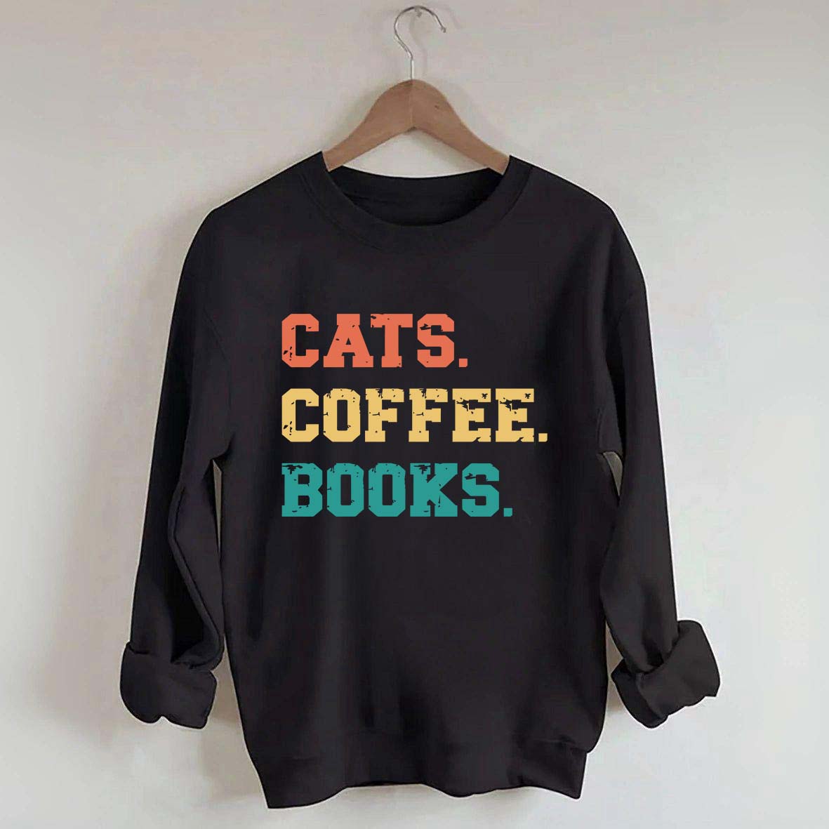 Funny Cats Coffee Books Sweatshirt