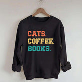 Funny Cats Coffee Books Sweatshirt