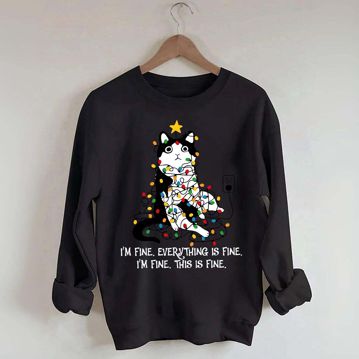 Christmas Cat Lights Sweatshirt