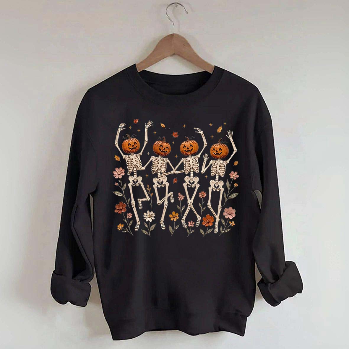 Wildflower Skeleton Preppy Halloween Sweatshirt