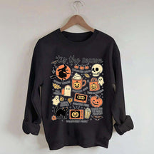 Vintage Women's Pumpkin Witch Graphic Sweatshirt
